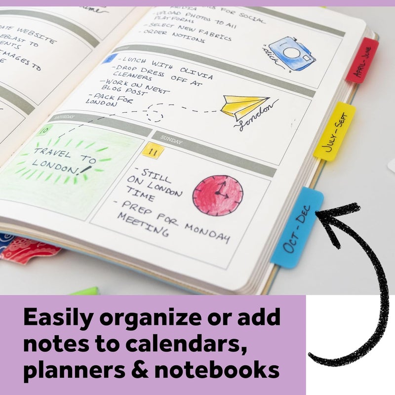 Post It Sticky Tabs, 1 in. x 1.5 in., 3 Pads of Book Tabs in Assorted Cool Pastel Colors for Bookmarking, Annotating, Reading, and Reminders, Blue, Purple, and Green Colors (36 Total Count) - Image 2